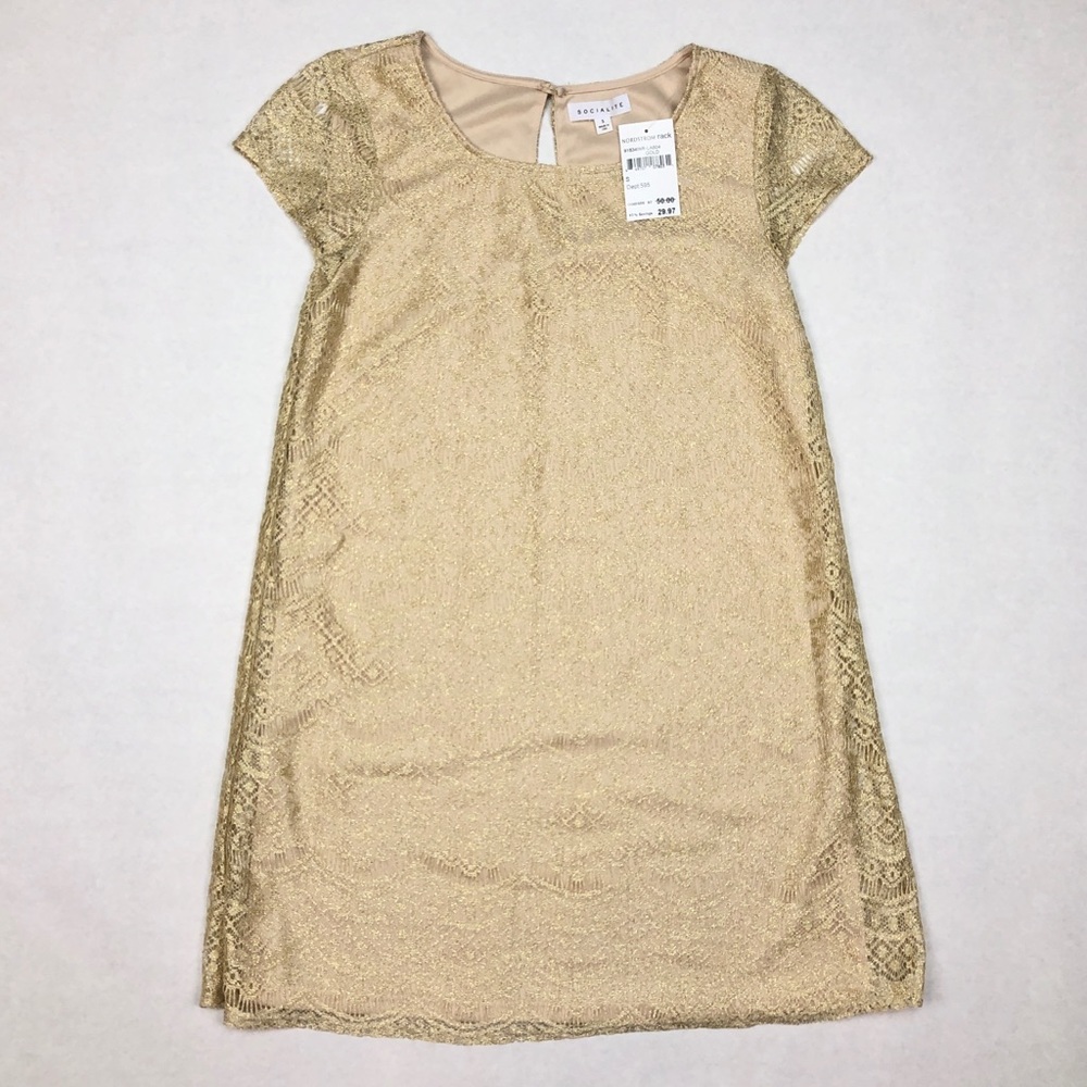 Socialite Gold Lace Dress